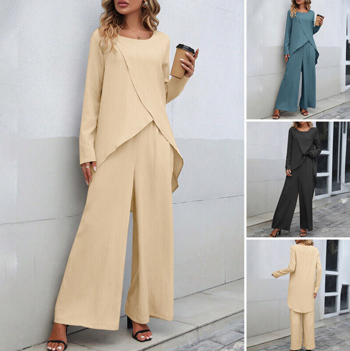 Long Sleeve Wide Leg Trousers